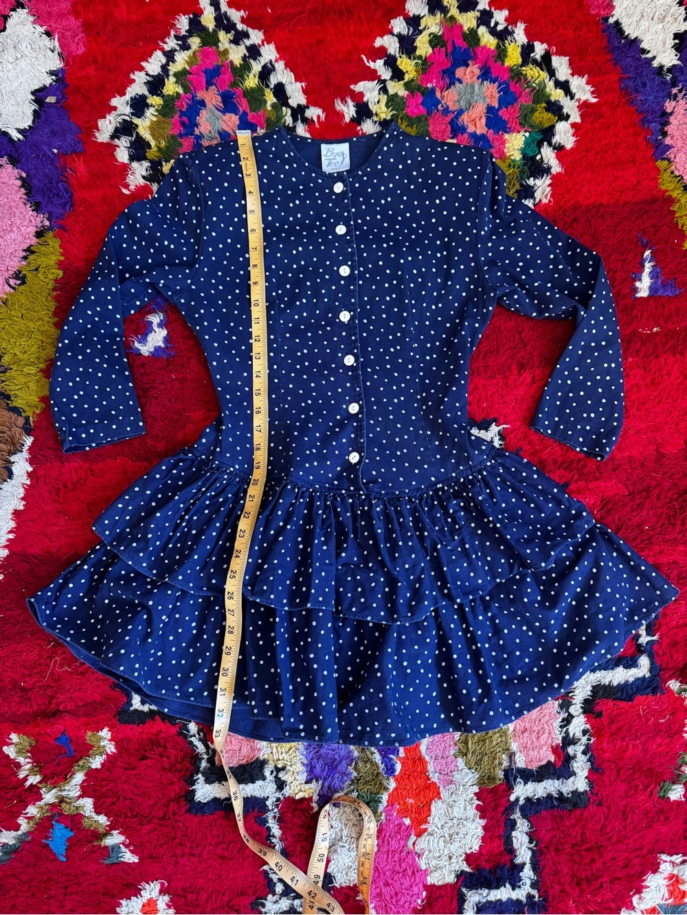 80s Vintage Byer Too Western Denim Dress Sz Sm - Picture 7 of 8